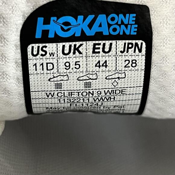 Hoka One One Shoes Womens Size 11 White Clifton 9 Wide Running Sneakers - Picture 8 of 9